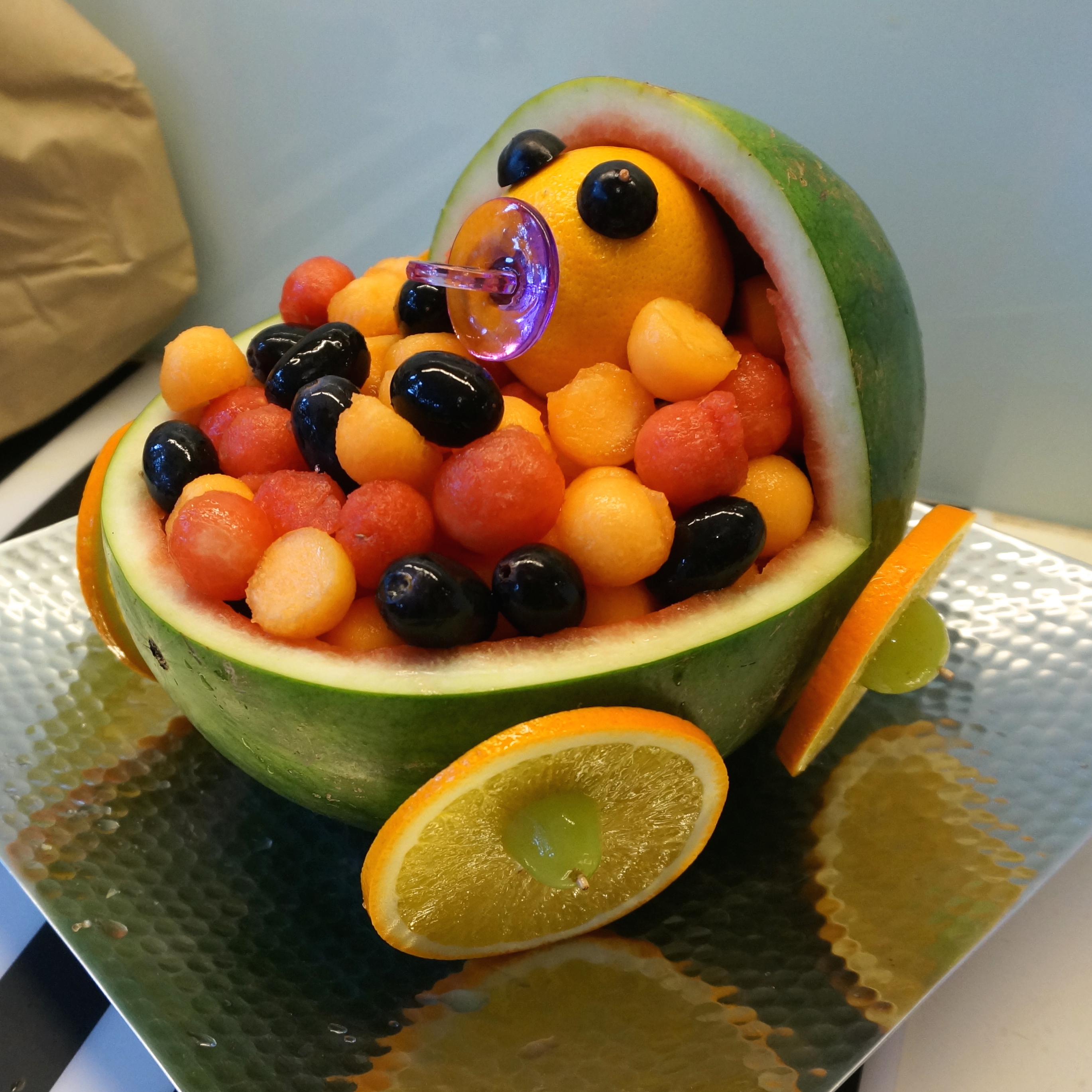 how to make a baby carriage out of a watermelon